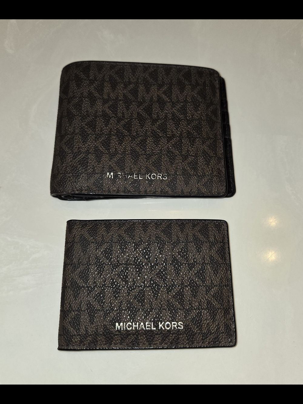 Michael Kors Brown MK Logo Bi-Fold Wallet & Card Case Set